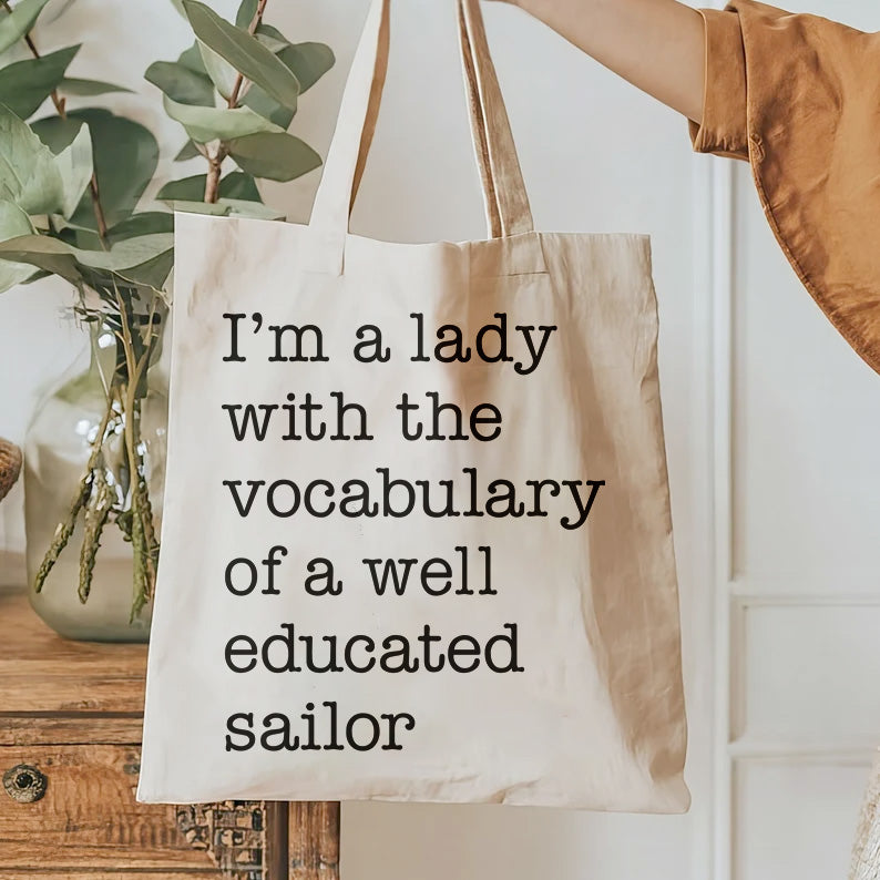 I'm A Lady With The Vocabulary Of A Well Educated Sailor T-Shirt design | Educated Sailor Tee Design | Vocabulary Of Sailor Quote SVG