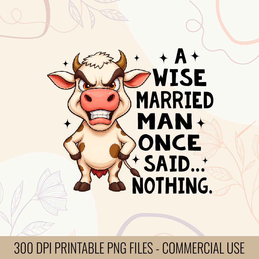 A Wise Married Man Once Said Nothing T-Shirt Design | Funny husband humor PNG Relationship T-shirt design | Mug & Bag T-Shirt desing