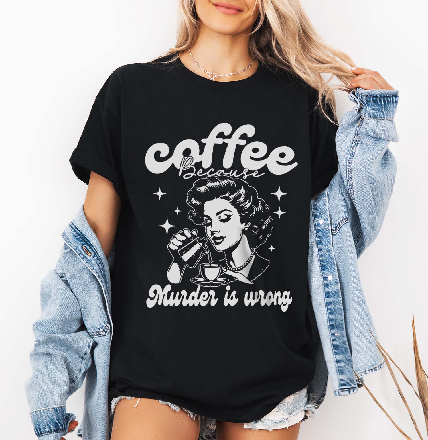 Coffee Because Murder Is Wrong T-Shirt design | Caffeine Humor svg | Sassy coffee T-Shirt desing Coffee sign Tee-design | Mug & Bag Design