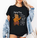 Aging May Have Slowed Me Down But Hasn't Shut Me Up T-Shirt Design | Funny Aging Quote SVG | Sassy Senior Humor SVG | Mug & Bag Tee Design