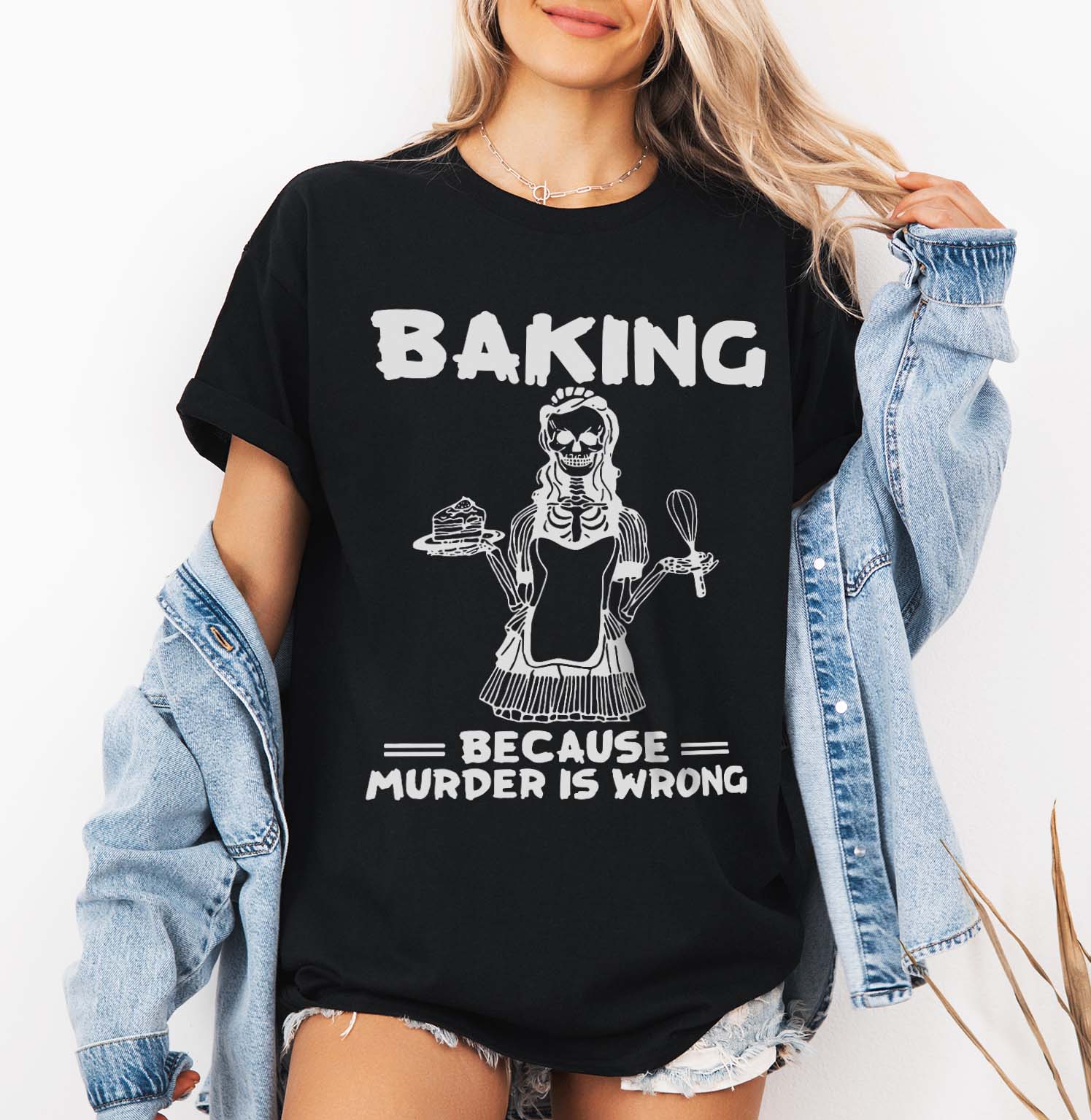 Baking Because Murder Is Wrong T-shirt design | Funny Baking Quote SVG, Murder is Wrong T-Shirt design | Kitchen Attitude Tee | Digital File