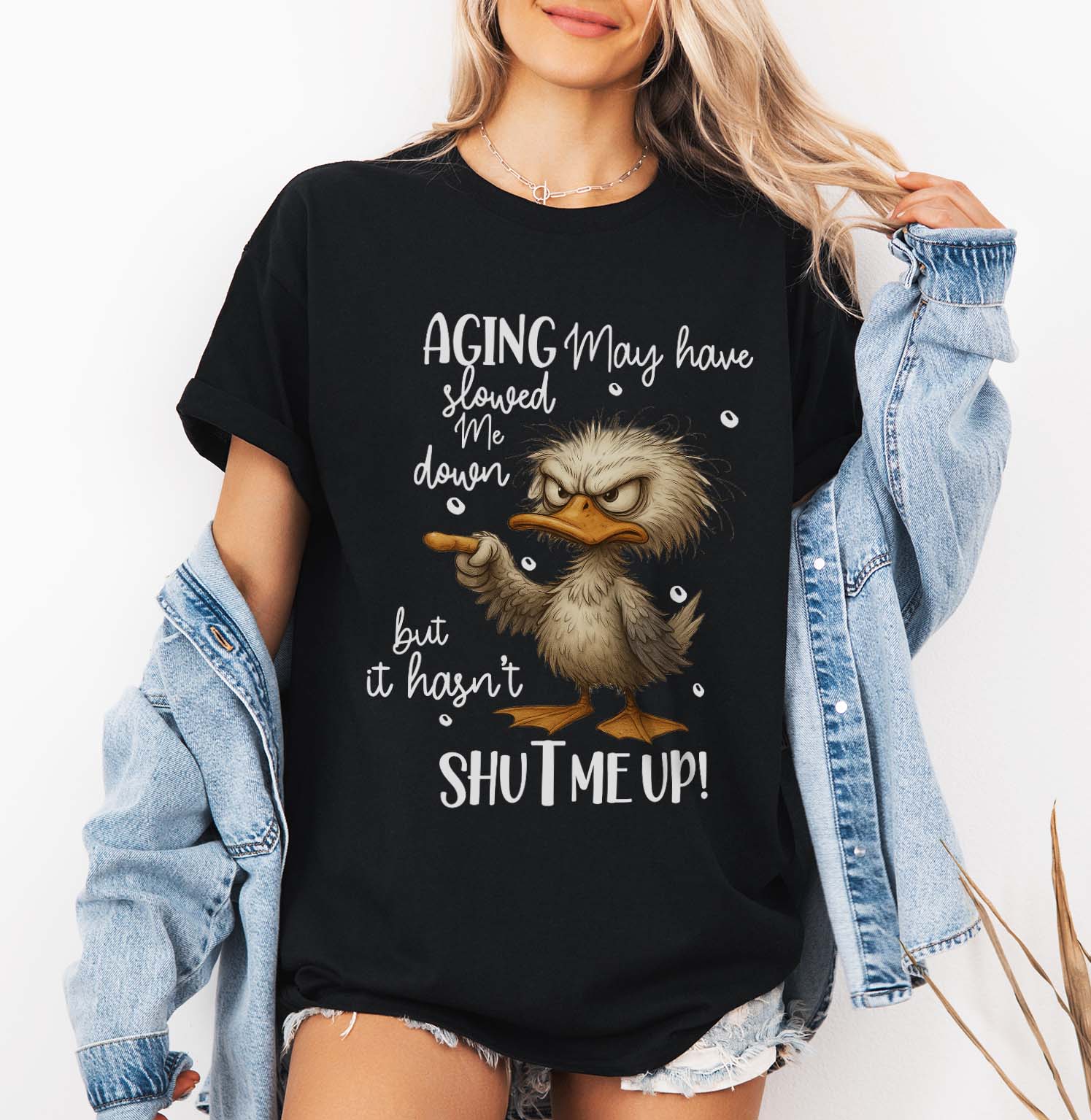 Aging May Have Slowed Me Down But It Hasn't Shut Me Up | Getting Older Tee | Aging gracefully PNG | Aging Humor T-shirt | Shut Me up T-shirt