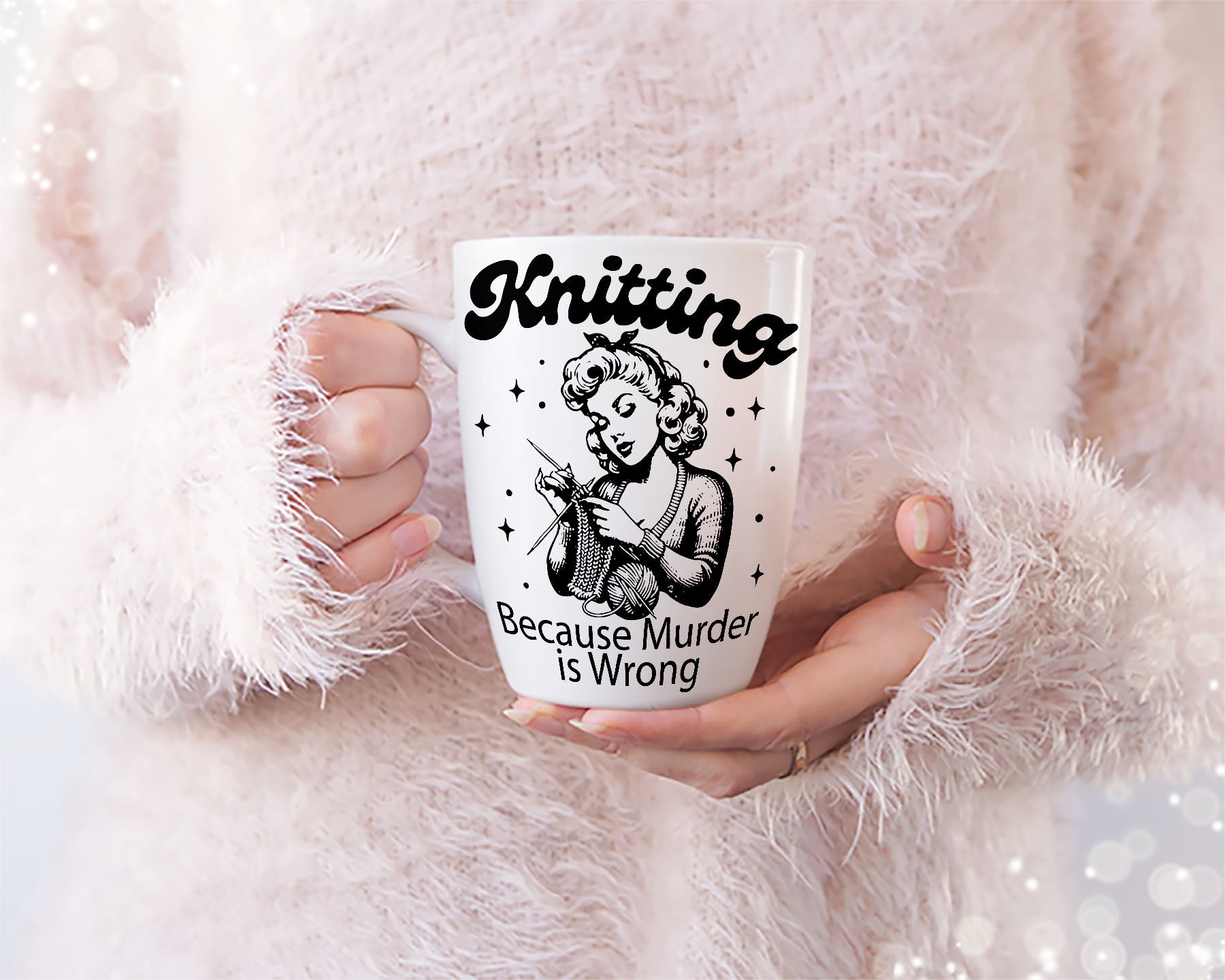 Knitting Because Murder is Wrong T-Shirt design | Funny knitting quote Svg | Sarcastic crafter Tee Design | Mug & Bag T-shirt Design