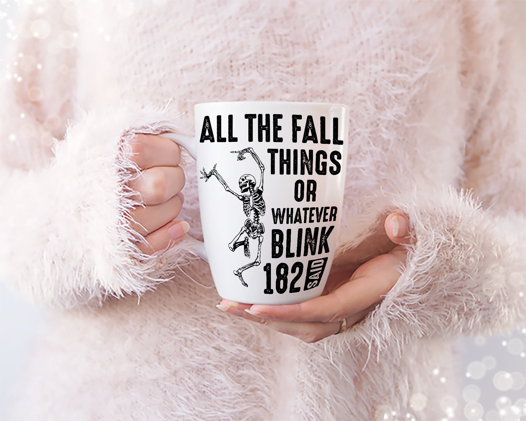 All the Fall Things or Whatever blink 182 said T-shirt Design, Funny Fall T-shirt, Fall Skeleton Mug Design, Halloween T-shirt Design