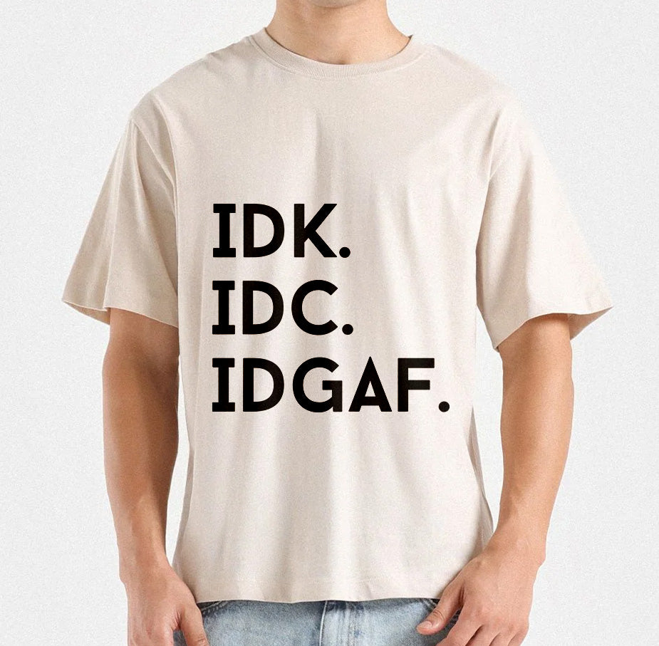 IDK IDC IDGAF T-Shirt Design | Sassy Attitude T-Shirt design | Funny Acronym Tee Design | Digital Files